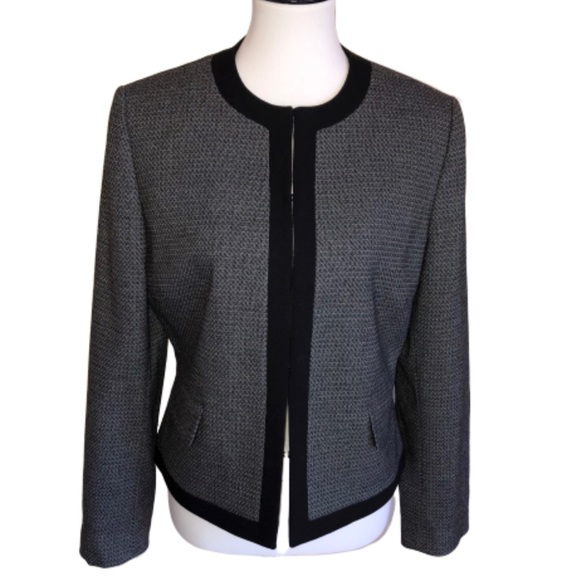 Alex Marie Jackets & Blazers - Alex Marie Tweed Gray Black Woven Blazer Size 12